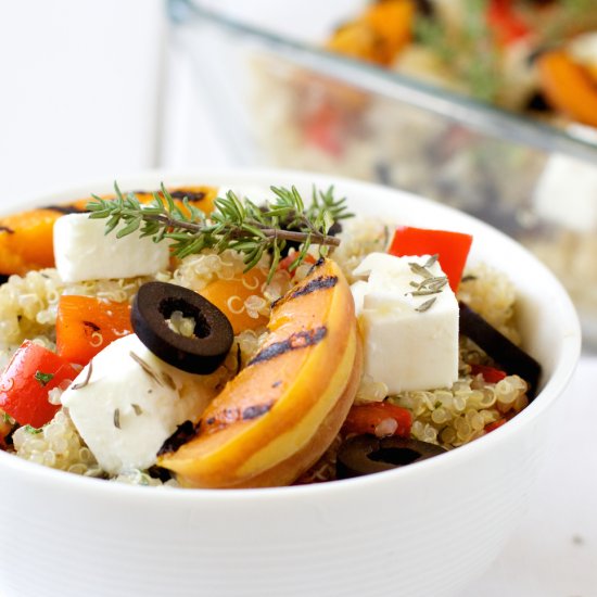 Quinoa salad with grilled apricots