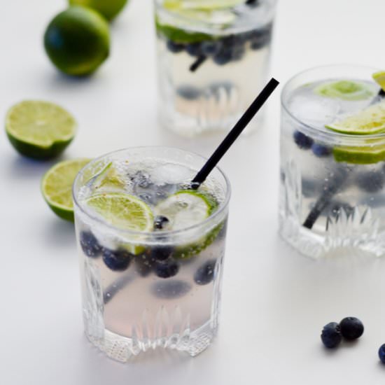 Elderflower blueberry lime cocktail