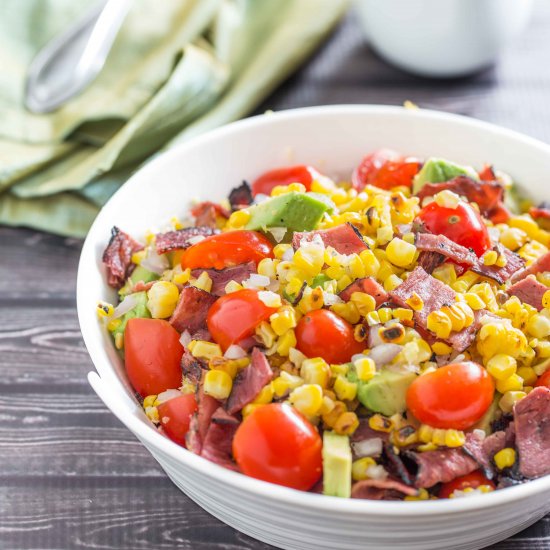 Grilled Corn and Pastrami Salad