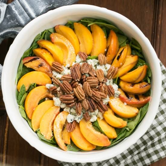 Spinach Salad with Grilled Peaches