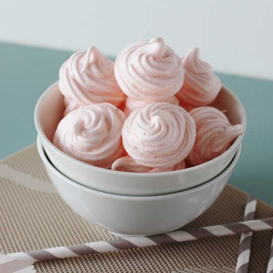 Strawberry Meringue Cookies