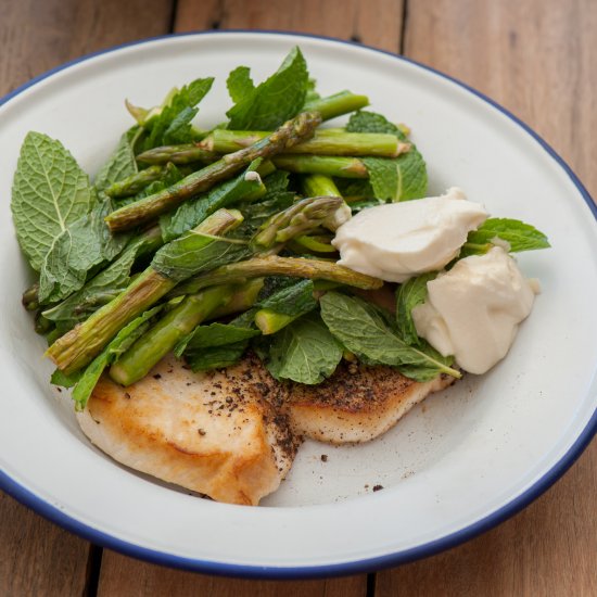 Fish with Asparagus & Goats Cheese