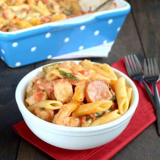 Chicken Sausage Pasta Bake