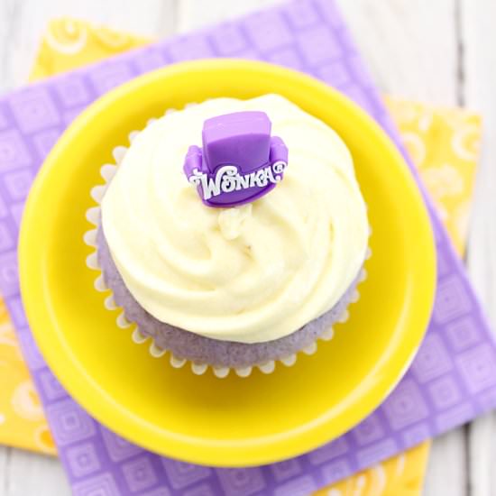 Grape Cupcakes with Banana Icing