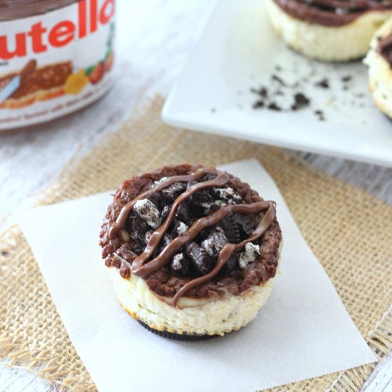 Mini Nutella Swirl Oreo Cheesecakes