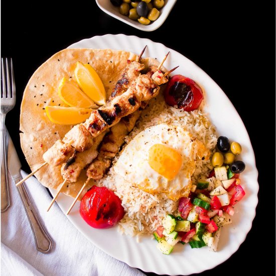 Persian Joojeh Kebabs with Chelo