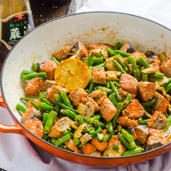 Asian Salmon & Green Beans Stir Fry