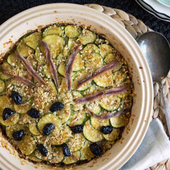 Zucchini & Caramelized Onion Gratin