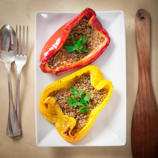 Roasted peppers au gratin