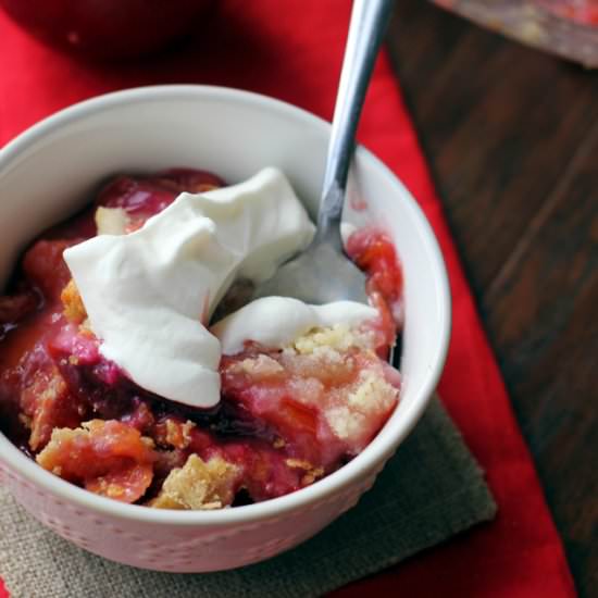 Plum and marzipan crumble pie