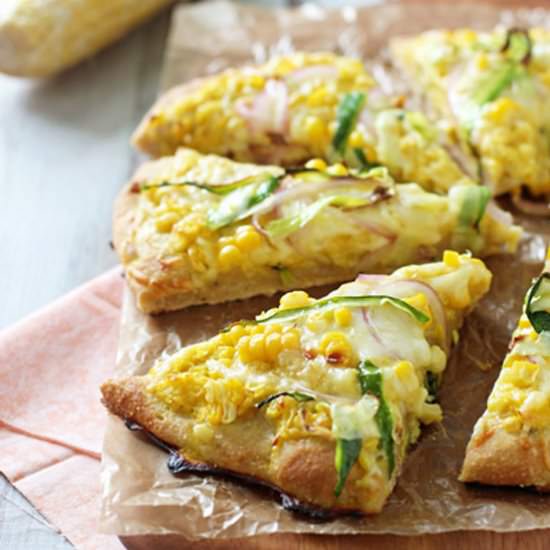 Corn & zucchini pizza