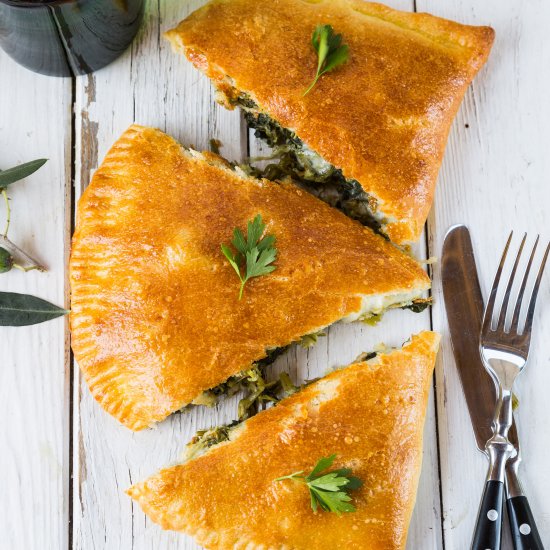 Cheesy Kale & Spinach Calzone