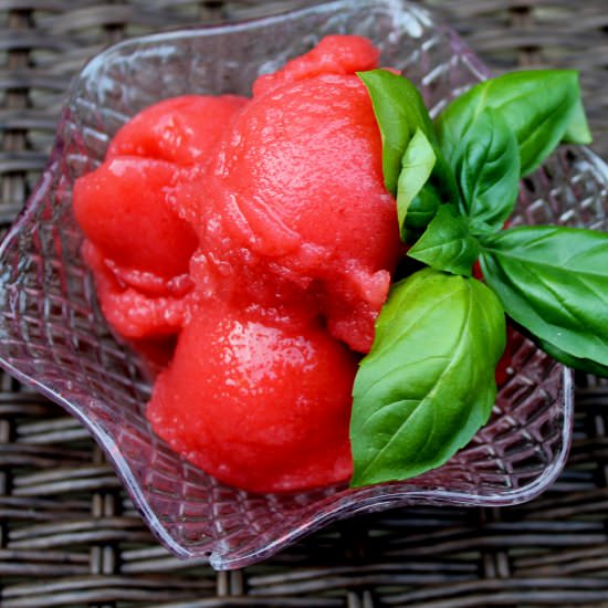 Strawberry-Basil-Lemon Sorbet