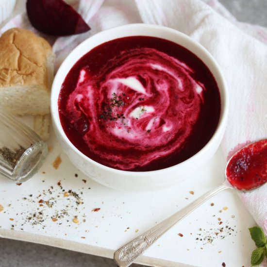 Beetroot Soup w. Greek Mint Yoghurt