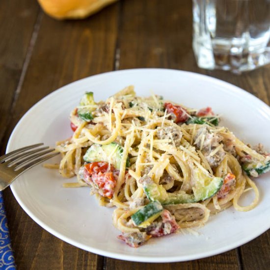 Zucchini, Tomato & Ricotta Pasta