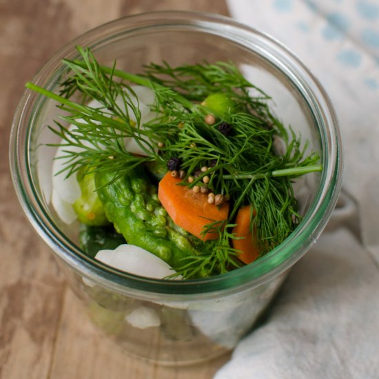 Homemade pickled cucumbers