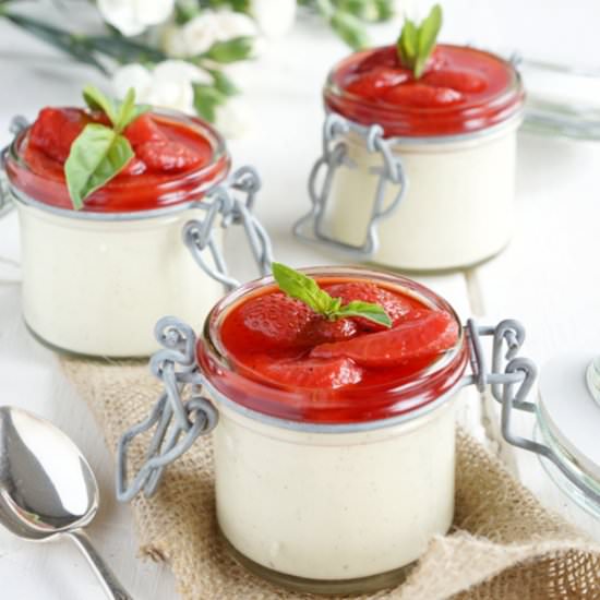 Basil Panna Cotta & Strawberries