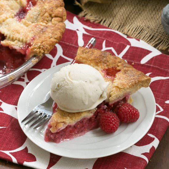 Lattice Topped Raspberry Pie