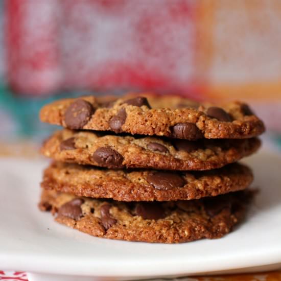 Vegan Almond Choc Chip Cookies