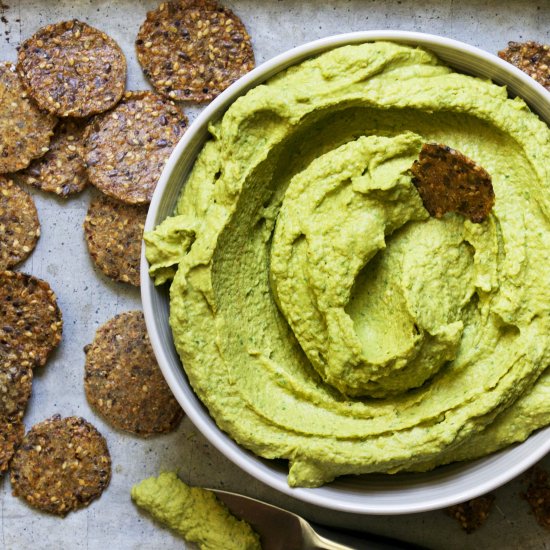 Whipped Pumpkin Seed Spinach Hummus