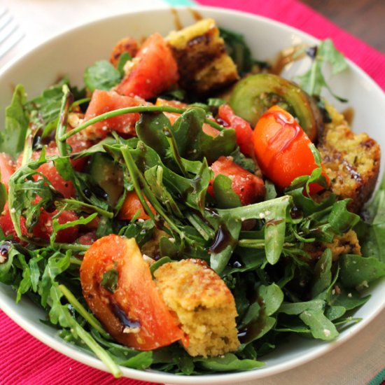 Summer panzanella with watermelon