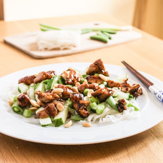 Sticky chicken noodle salad