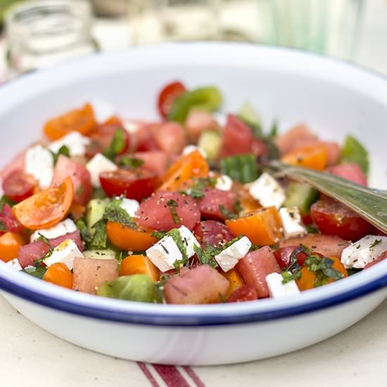 Watermelon-Tomato Greek Salad