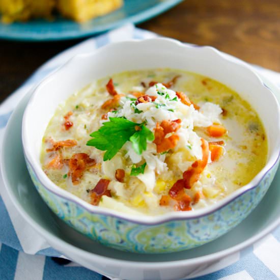 Corn Crab Chowder with Bacon