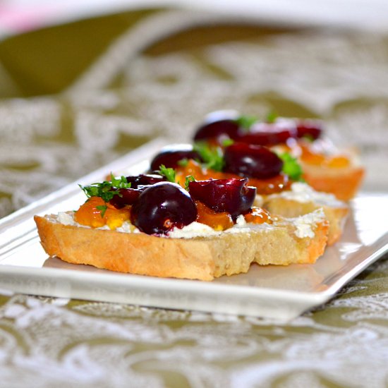 Bruschetta with Cherries & Apricot