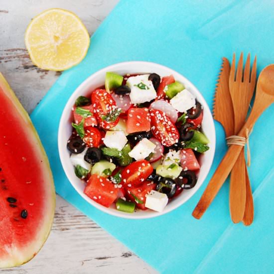 Feta and watermelon salad