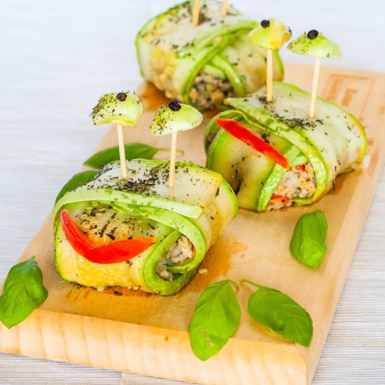 Chicken stuffed zucchini pockets