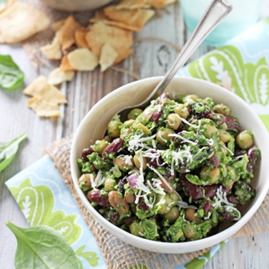 Pesto bean salad