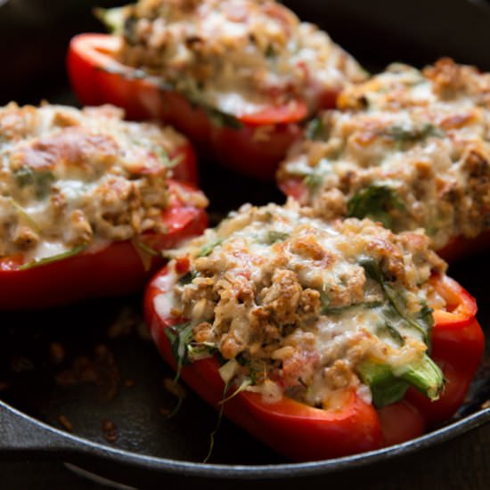 Turkey Arugula Stuffed Bell Peppers