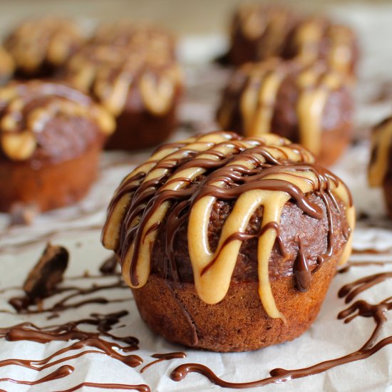 Chocolate Peanut Butter Muffin Cake