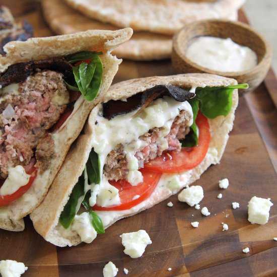 Lamb and Bacon Pita Burgers