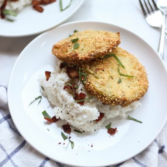 Fried Green Tomatoes w/ Grits