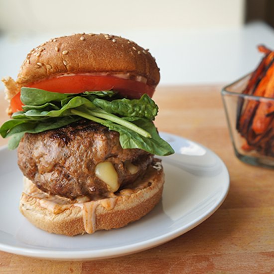 Stuffed Cheeseburger & Carrot Fries