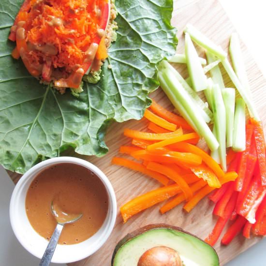 Collard Wraps with Peanut Sauce