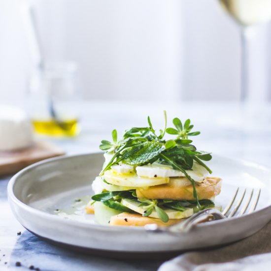 Cucumber Melon Caprese Salad