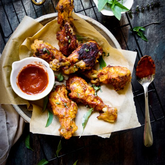 Spicy Ginger Basil Drumsticks