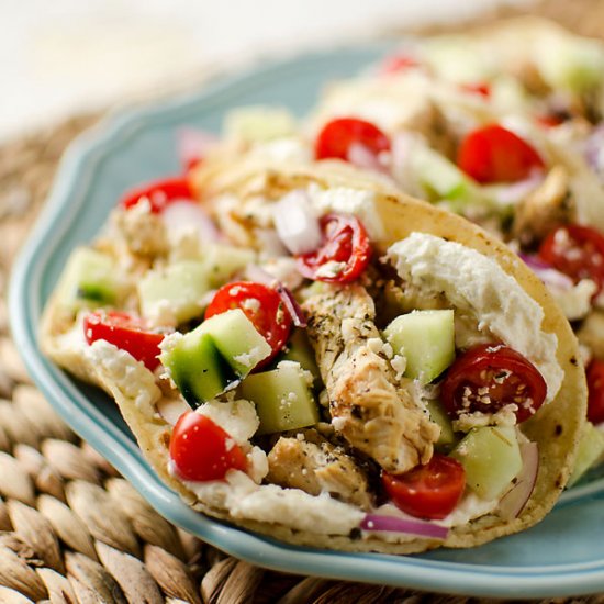 Greek Chicken Tacos w/ Whipped Feta