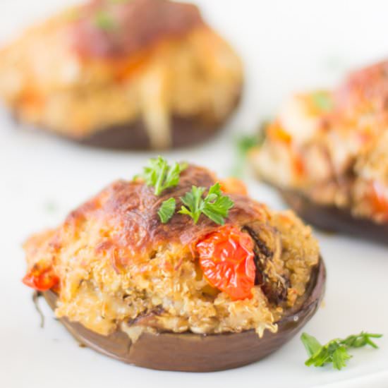 Cheesy Quinoa Stuffed Eggplants