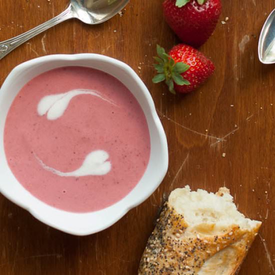 Mint Infused Strawberry Soup