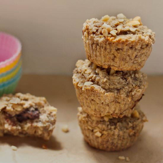 Chocolate PB Stuffed Banana Muffins