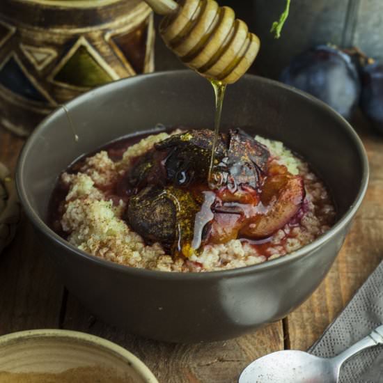 Millet Porridge with Stewed Plums