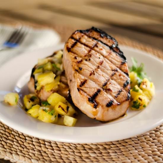 GRILLED PORK CHOP & PINEAPPLE SALSA