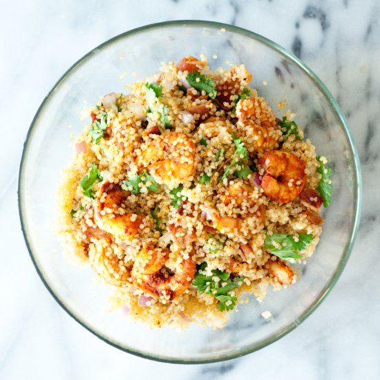 Smoky Quinoa with Shrimp + Bacon