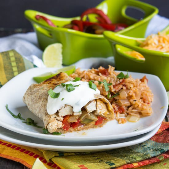 Baked Chicken Fajita Burritos