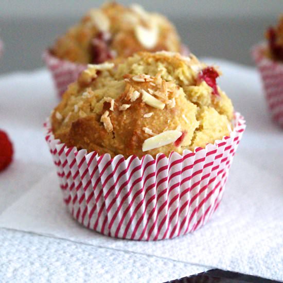 Raspberry Coconut Almond Muffins