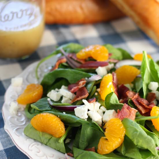 Spinach Bacon Feta Orange Salad